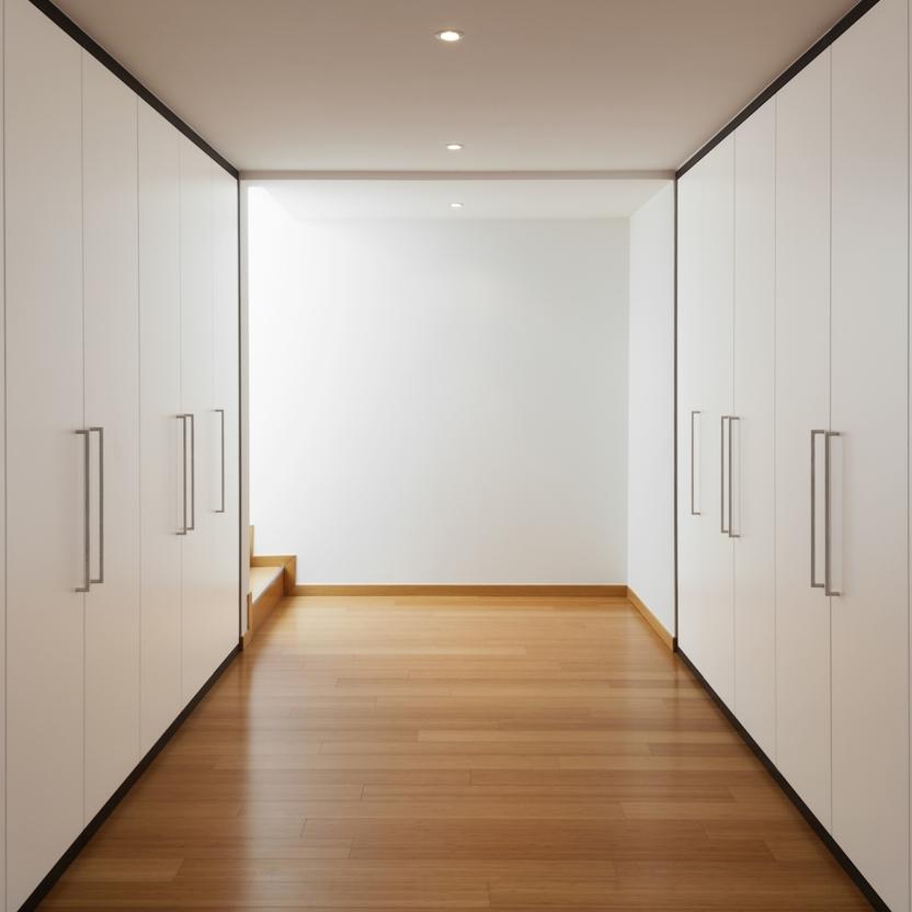 Begehbaren Kleiderschrank selbst planen Begehbarer Kleiderschrank mit Türen in weiß